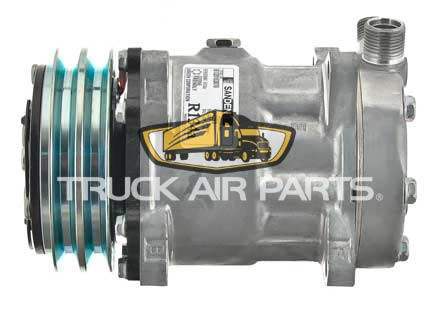 TruckAir Parts 03-3489E - Sanden SD7H15E 125mm 2-Groove 24V Enhanced Style A/C Compressor with 1-Year Warranty