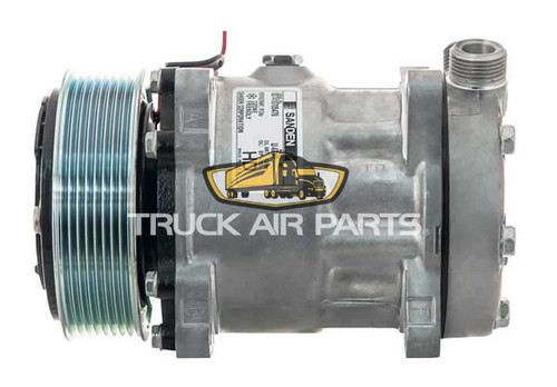 TruckAir Parts 03-3441 - Sanden SD7H15 12V A/C Compressor with 8 Grooves, 119mm Clutch Diameter, 1-Year Warranty