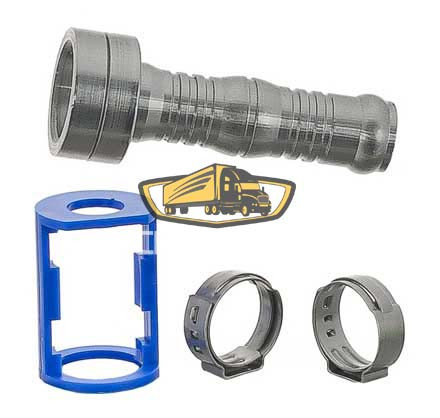 TruckAir Parts 08-8101Bc - #8 Steel Braze Nipple With Burga Clip, Straight, Weld-On Outer Lip, Repair Fitting - 1 Year Warranty