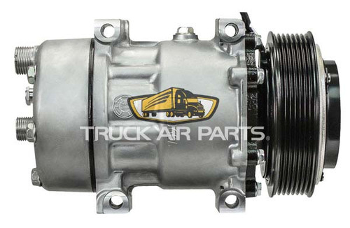 TruckAir Parts 03-1010 - Sanden Super Heavy Duty Compressor, 7 Groove, 126mm, 12V, For Kenworth