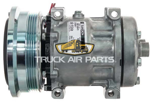 TruckAir Parts 03-3841 - Sanden SD7H15 Compressor With 4 Groove 128mm Clutch, 12V For Case Tractor