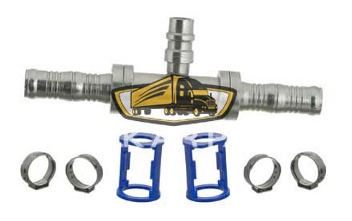 TruckAir Parts 08-3423BC - Burga Clip Splicer With Port, #10 Hose End, Straight Steel Fitting