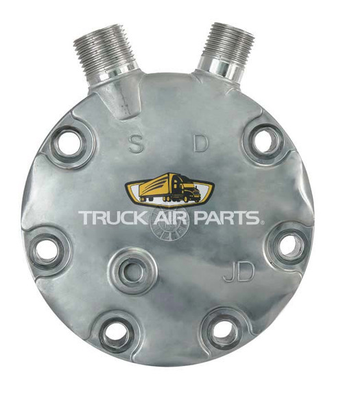 TruckAir Parts 03-6533 - Sanden 7H15 Air Conditioning Compressor, Vertical O-Ring, #8 / #10 Connection, Rear JD Head