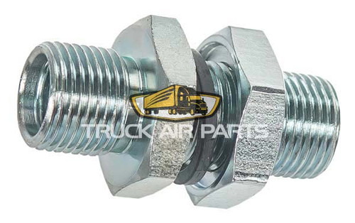 TruckAir Parts 08-8068 - #8 Straight Bulkhead Fitting, Male Insert O-Ring to Male Insert O-Ring, Aluminum