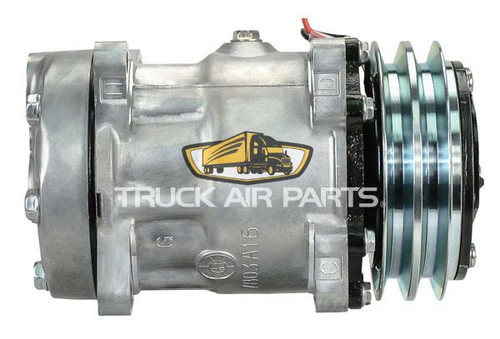 TruckAir Parts 03-1858 - Sanden SD7H15 Air Conditioning Compressor With Two Groove GM Clutch 125mm 12V