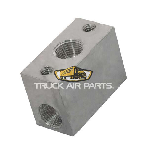 TruckAir Parts 08-8130 - Aluminum Block Tee Fitting, #6 Female Inverted Flare (FIOR) to #6 Female Inverted Flare (FIOR)