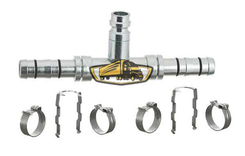 TruckAir Parts 08-3429E - Ez Clip Splicer Straight Hose End Fitting #10 x #10 Steel With Port