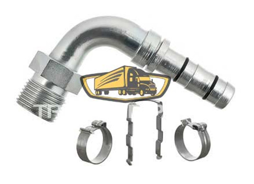 TruckAir Parts 08-5953E - EZ Clip Male Insert O-Ring Fitting, 90 Degree Steel Air Brake Line Fitting