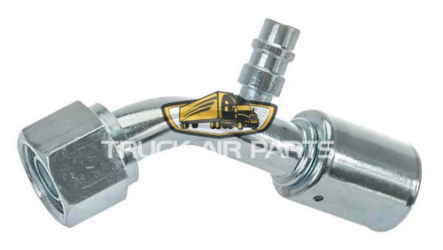 TruckAir Parts 08-6433BS - Air Conditioning Fitting Beadlock With Port, 45 Degree Female O-Ring, Steel