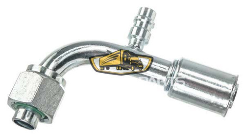 TruckAir Parts 08-6937BR - Air Conditioning Fitting Beadlock With Port, 90 Degree, O-Ring Female, #10 Fitting, #12 Reduced Diameter Hose End, Steel, Red