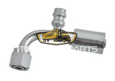 TruckAir Parts 08-6932BS - Air Conditioning Fitting Beadlock with Port, 90 Degree Female O-Ring, Steel