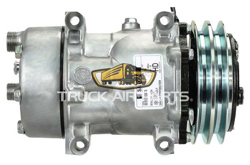 TruckAir Parts 03-0614 - Sanden SD7H15 Compressor, 12V, Standard, 2 Groove, 132mm Clutch Diameter