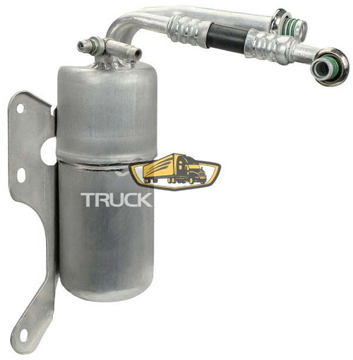 TruckAir Parts 07-0445A - Ford A/C Accumulator with 5/8" Male SL Inlet/Outlet Connections, 3.5" Diameter, 8-3/4" Length, and M12 Male Switch Ports