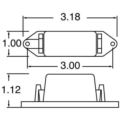 Truck-Lite 1507 - Signal-Stat Pee Wee Incandescent Red Rectangular Marker Clearance Light, 1 Bulb, P2 Rated, White ABS, 2 Screw Mount, Hardwired, Stripped End, 12V
