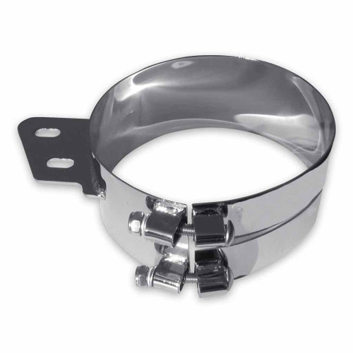 TCLA-83 8" CHROME PLATED STAINLESS STEEL WIDE BAND CLAMP W/ ANGLED MOUNTING PLATE