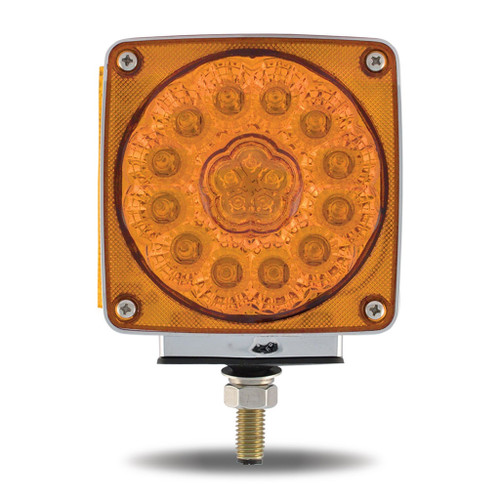 TLED-SDFR4 AMBER/RED TURN & MARKER SQUARE DOUBLE FACE LED LIGHT - SINGLE POST | 38 DIODES | AMBER/RED LENS | DRIVER SIDE