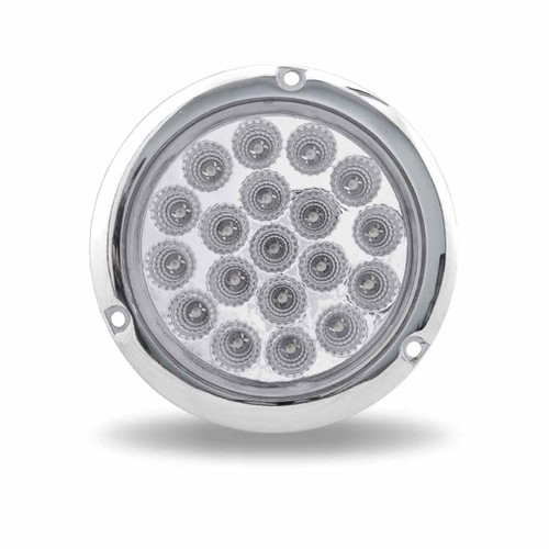 TLED-419CRF 4" CLEAR RED STOP, TURN & TAIL ROUND FLANGE MOUNT LED LIGHT - 19 DIODES