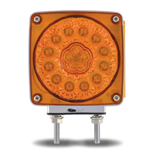 TLED-SDFL3 AMBER/RED TURN & MARKER SQUARE DOUBLE FACE LED LIGHT - DOUBLE POST | 38 DIODES | AMBER/RED LENS | DRIVER SIDE