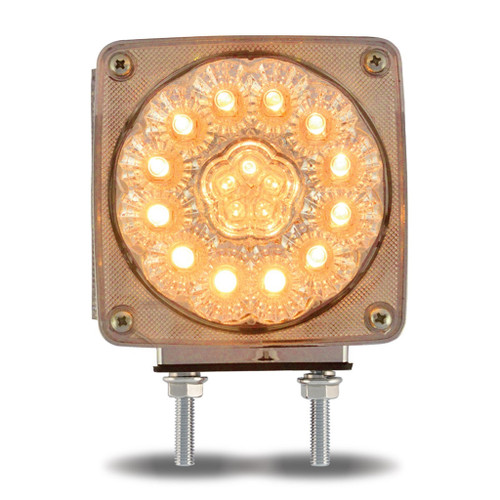 Trux TLED-SDFR3C - Clear Amber/Clear Red Turn & Marker Square Double Face LED Light - Double Post - 36 Diodes - Passenger Side