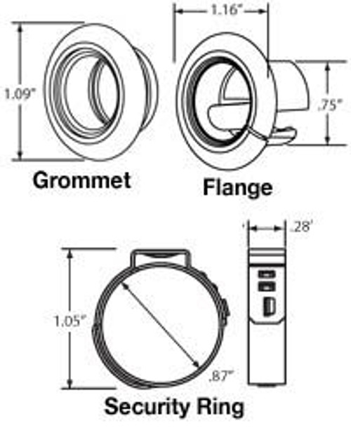 33720 OPEN BACK, BLACK SEALING GROMMET FOR 33 SERIES .070-.125 IN. DIAMETER AND 0.75 IN. ROUND LIGHTS