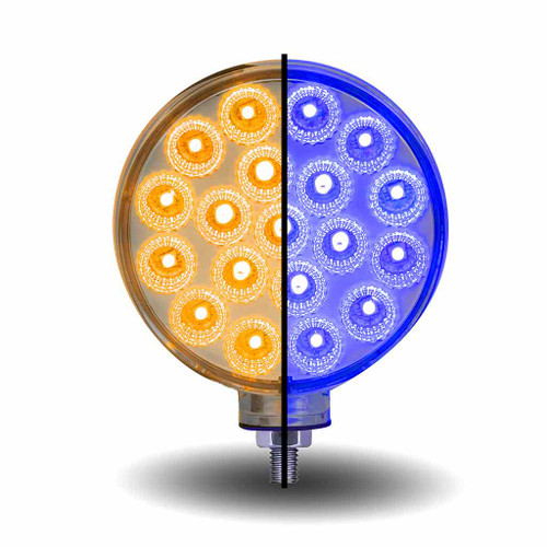 Trux TLED-DFXB - Amber/Red Turn & Marker to Blue Auxiliary Double Face Round Reflector LED Light - 38 Diodes