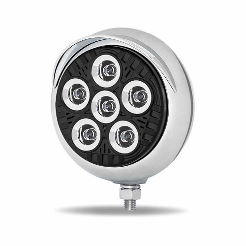 Trux TLED-UX6 - 5" Legacy Series Chrome/Black Round LED Work Light with Legacy Housing & 4 Position Visor - Spot Beam - 2000 Lumens