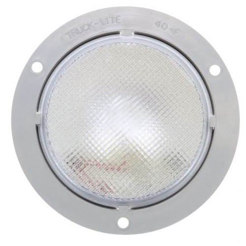 40023 40 SERIES, INCANDESCENT, 1 BULB, ROUND CLEAR, DOME LIGHT, GRAY FLANGE MOUNT, PL-2, STRIPPED END/RING TERMINAL, 12V, KIT