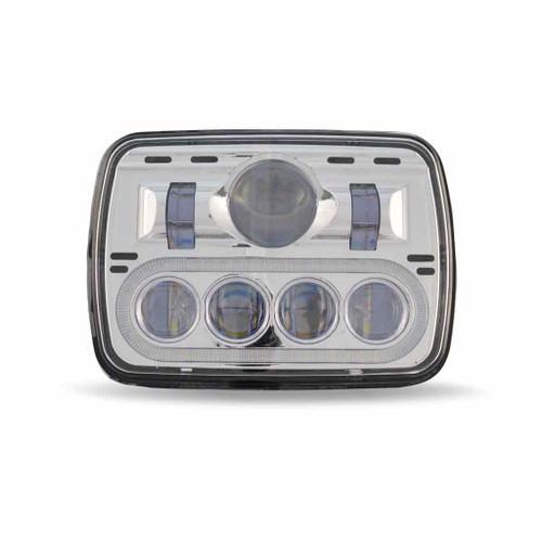 TLED-H4 5" X 7" LED PROJECTOR HEADLIGHT WITH AUXILIARY HALO OBLONG - COMBINATION HIGH & LOW BEAM