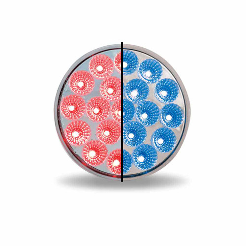 TLED-4XRB 4" RED STOP, TURN & TAIL TO BLUE AUXILIARY ROUND LED LIGHT - 19 DIODES