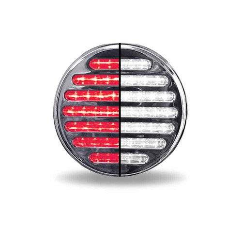 TLED-FX73 4" RED STOP, TURN & TAIL TO WHITE BACK UP FLATLINE ROUND LED LIGHT - 49 DIODES