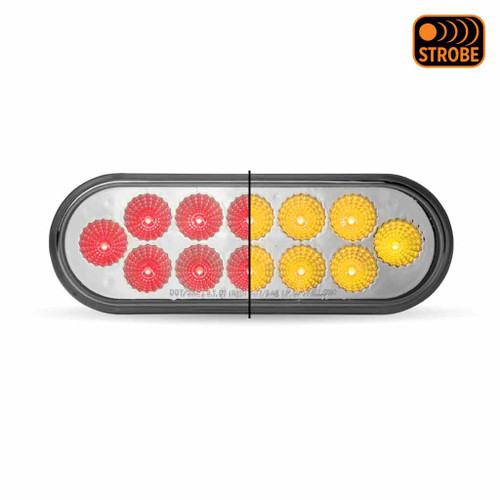 TLED-OX60RAS RED STOP, TURN & TAIL TO AMBER STROBE OVAL LED LIGHT - 12 DIODES