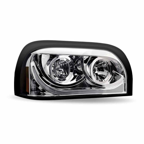 Trux TLED-H14 - Chrome FTL Century Halogen Projector Headlight Assembly with LED Glow Position, Turn & Marker Accent - Passenger Side