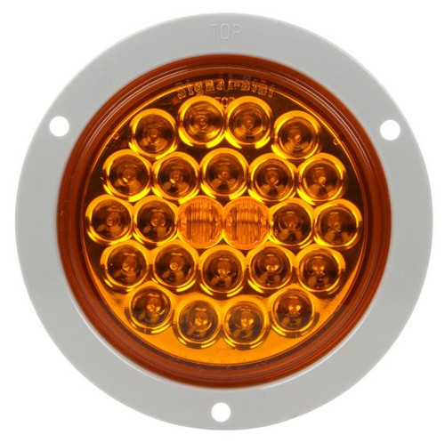 4053A SIGNAL-STAT, LED, YELLOW ROUND, 24 DIODE, FRONT/PARK/TURN, GRAY POLYCARBONATE, FLANGE, 12V, PL-3