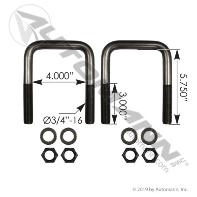 AUBK8254-05 3/4''X4''X5-3/4'' PETE UBOLTKIT
