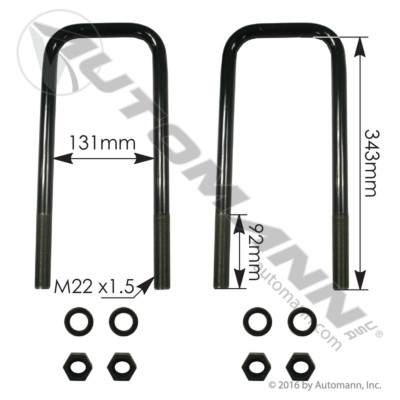 AUBK8866-134S PETE UBOLT KIT 7/8X5-1/8X13-