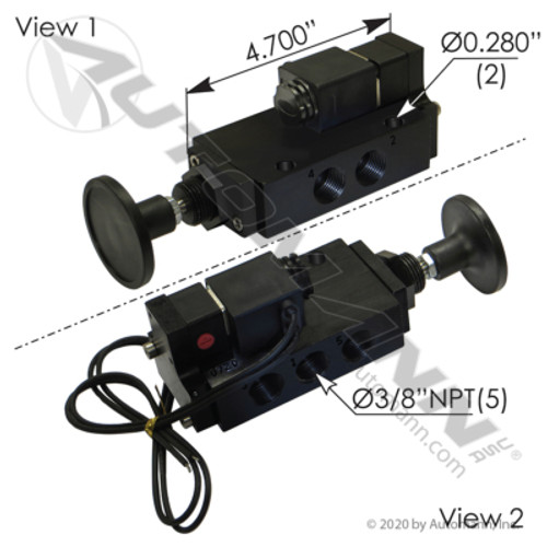 170.V44203 PUSH PULL SOLENOID AIR VALVE 4 WAY