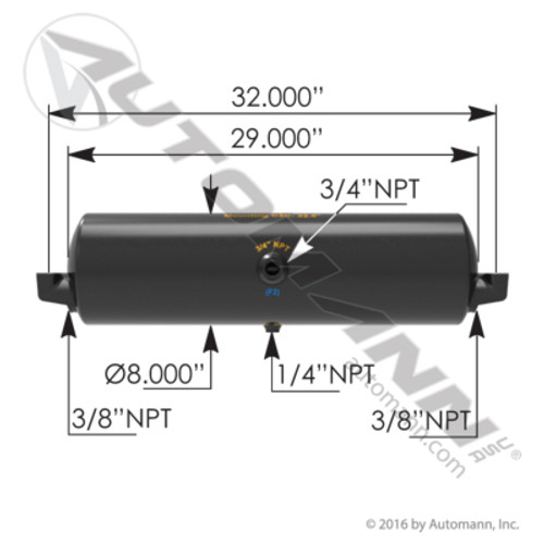 172.2000 AIR TANK 1425 CUBIC VOLUME 8" DIAMETER