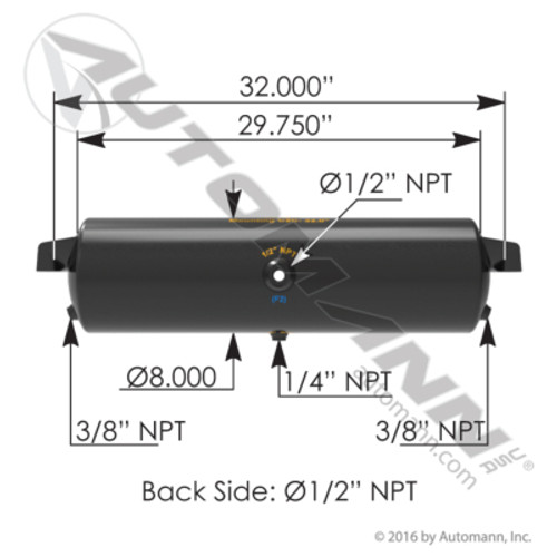 172.2000BH AIR TANK 1425 CUBIC VOLUME 8" DIAMETER