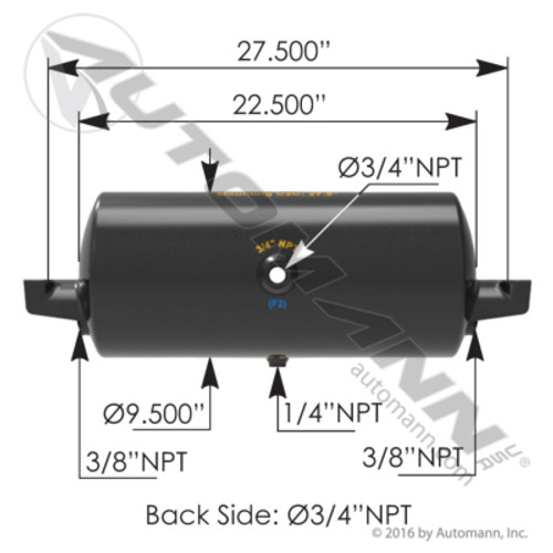 172.2001A AIR TANK 1488 CUBIC VOLUME 9.5" DIAMETER