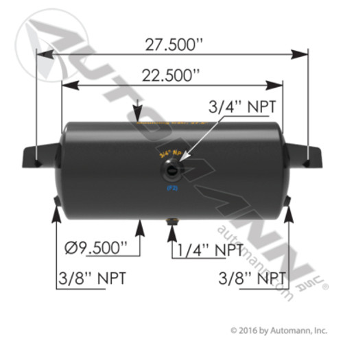 172.2001H AIR TANK 1488 CUBIC VOLUME 9.5" DIAMETER