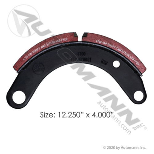 143.470081.30 12.25" X 4" NEW LINED BRAKE SHOE