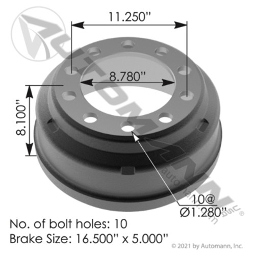 151.6504BA 16.5" X 5" BRAKE DRUM