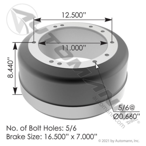 151.6702 16.5" X 7" BRAKE DRUM