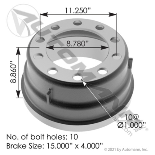 151.5407BA 15" X 4" BRAKE DRUM