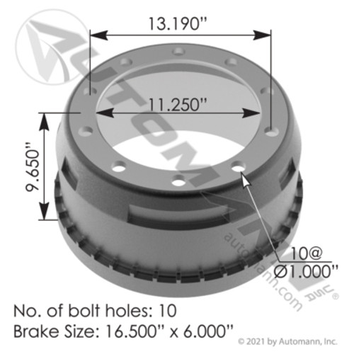 151.6605BA 16.5"X6" BALANCED BRAKE DRUM