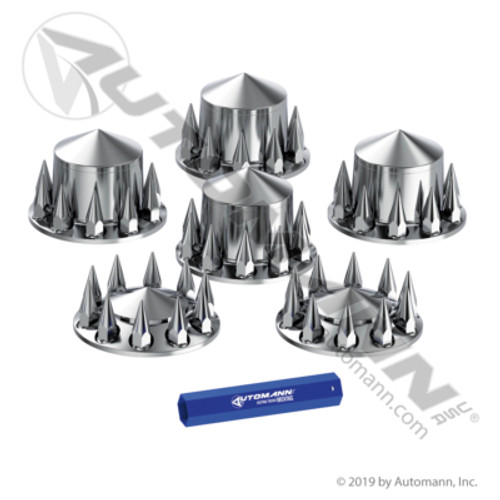 562.FR1012C SPIKED CHROME ABS AXLE WHEEL COVER KIT