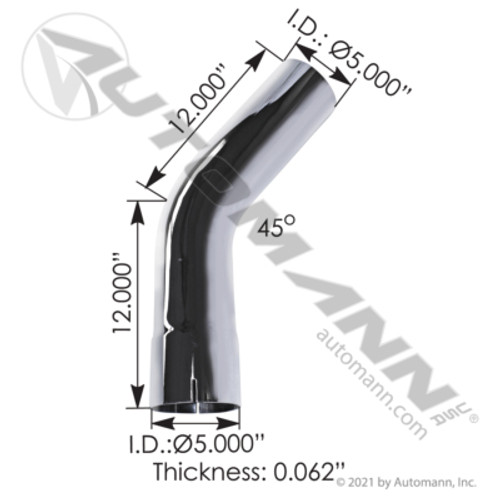 562.U4545E12C CHROME EXHAUST ELBOW 45 DEGREE 5"