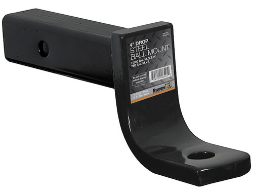 Buyers 1803010 - 7,500 lb Capacity 2 Inch Black Powder Coat Ball Mount with 4 Inch Drop and 8 Inch Length for Utility and Landscape Trailers