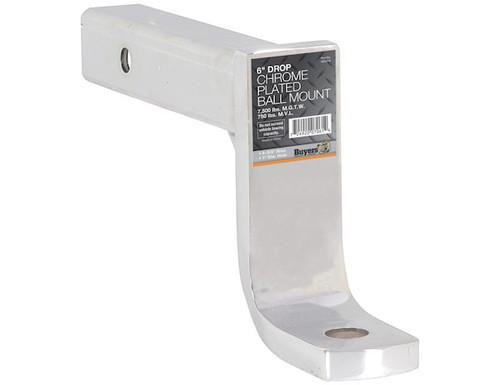 Buyers 1803016 - 2 Inch Chrome-Plated Ball Mount, 7500 lb Capacity, 6 Inch Drop, 10 Inch Length