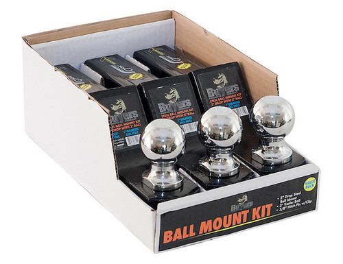 Buyers 1803306 - 2" Chrome Ball Mount Kit with 2" Receiver, 6000 lb GTW, 600 lb MVL, 8" Length